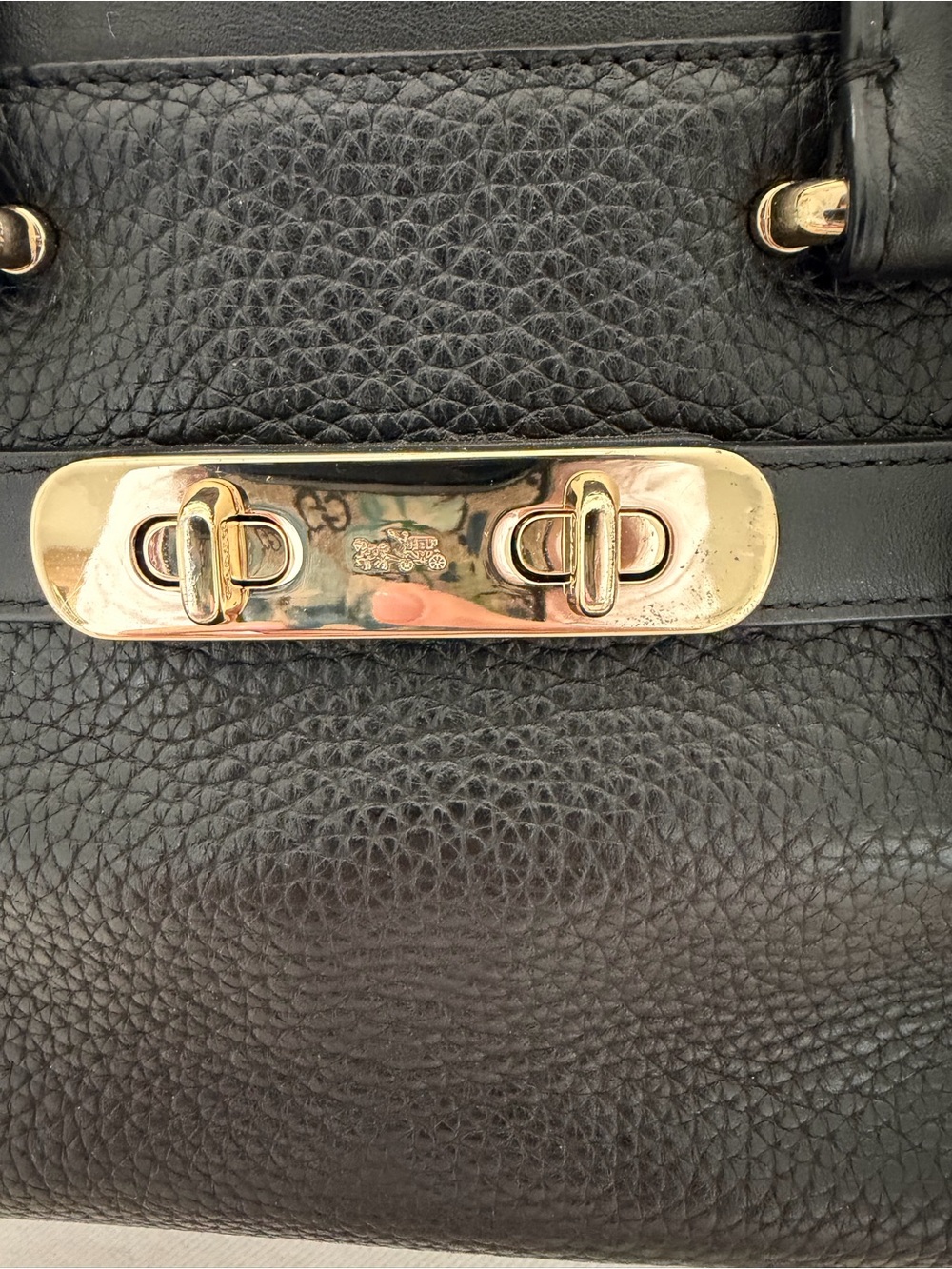 Coach Black Pebble Leather Satchel with Gold-Tone Accents - Picture 3 of 11